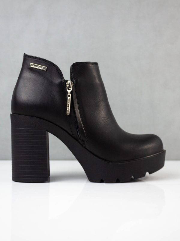 BOTINES PARA MUJER JANA NEGRO CUERO