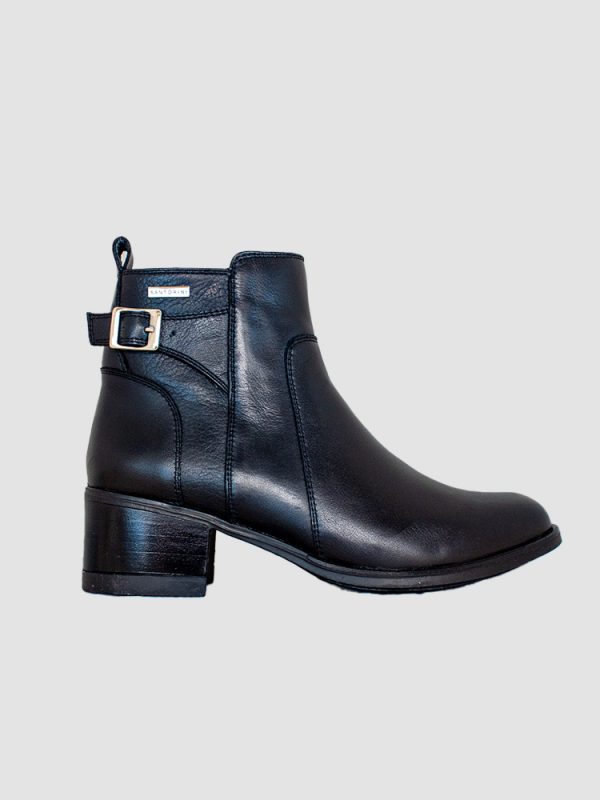 BOTINES PARA MUJER PULINA CUERO NEGRO